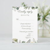 Olive Floral Wedding RSVP Kaartje (Staand voorkant)