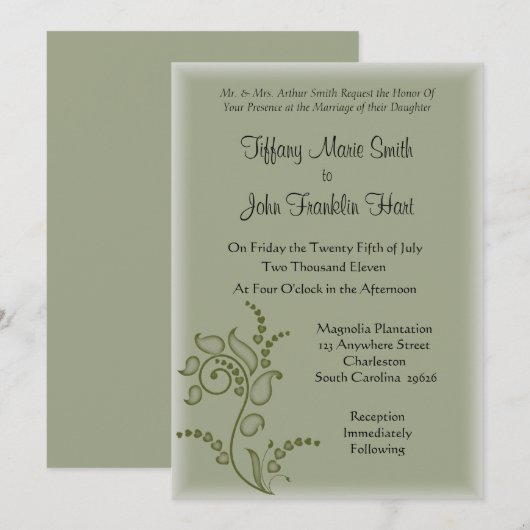 Olive Flower Wedding Uitnodigingen (Voorkant / Achterkant)