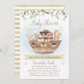 Olive Foliage Noah's Ark Boys Baby shower Kaart (Voorkant / Achterkant)