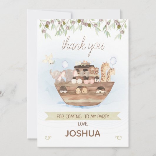 Olive Foliage Noah's ark Boys Hartelijk dank Kaart (Voorkant)