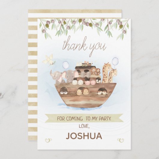 Olive Foliage Noah's ark Boys Hartelijk dank Kaart (Voorkant / Achterkant)