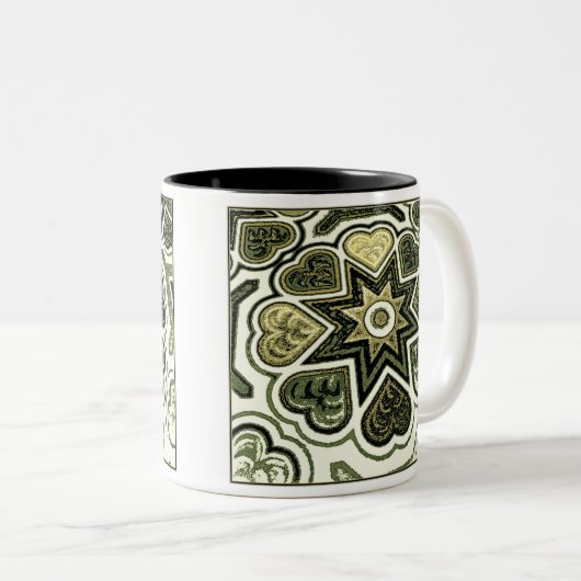 Olive Folk Art Hearts Mok (Voorkant rechts)