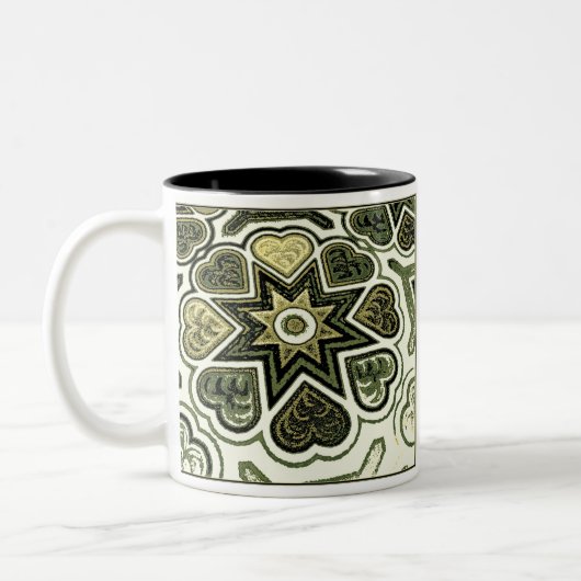 Olive Folk Art Hearts Mok (Links)