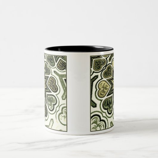 Olive Folk Art Hearts Mok (Center)