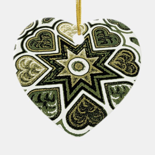 Olive Folk Art Hearts Ornament (Voorkant)