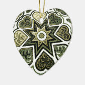 Olive Folk Art Hearts Ornament (Links)