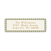 Olive Gingham geruite kerst retour adres label (Voorkant)