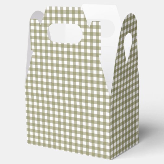 Olive Gingham Plaid Festive Christmas Holiday Bedankdoosjes (Geopend)