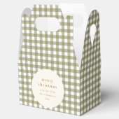 Olive Gingham Plaid gepersonaliseerd vanaf Kerstmi Bedankdoosjes (Geopend)