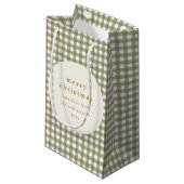 Olive Gingham Plaid gepersonaliseerd vanaf Kerstmi Klein Cadeauzakje (Voorkant Gekanteld)