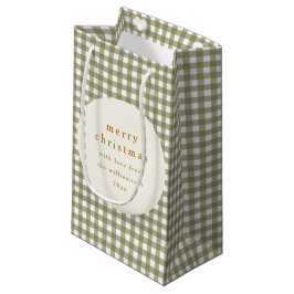 Olive Gingham Plaid gepersonaliseerd vanaf Kerstmi Klein Cadeauzakje