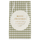 Olive Gingham Plaid gepersonaliseerd vanaf Kerstmi Klein Cadeauzakje (Voorkant)