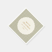 Olive Gingham Plaid Gepersonaliseerde Kerstvakanti Servet (Hoek)
