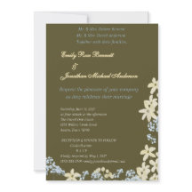 Olive & Gold Bloemen Bruiloft Uitnodiging