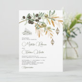 Olive Gold Branch Arabian Lantern Islamic Wedding Kaart (Staand voorkant)