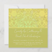 Olive & Gold Damask Wedding Invitation Kaart (Voorkant)