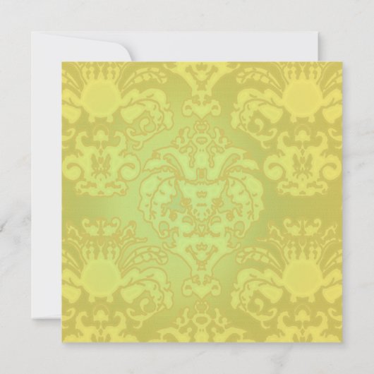 Olive & Gold Damask Wedding Invitation Kaart (Achterkant)