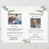 Olive Gold Order of Service Memorial Photo Program (Voorkant / Achterkant)