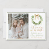 Olive Gold Plaid Krans Preppy Bow Kerst Kaart (Voorkant)