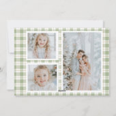 Olive Gold Plaid Krans Preppy Bow Kerst Kaart (Achterkant)