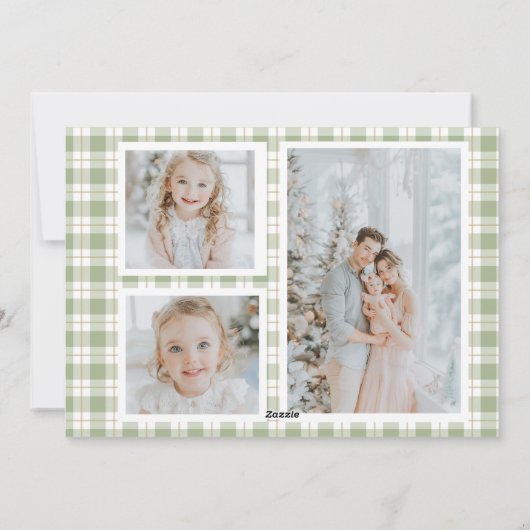 Olive Gold Plaid Krans Preppy Bow Kerst Kaart (Achterkant)