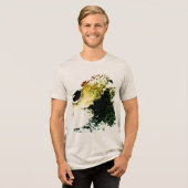 Olive Gold Tan Airbrush Paint Splashes MCM Look Tri-Blend Shirt (Voorkant volledig)