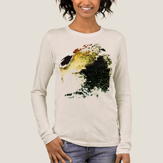 Olive Gold Tan Airbrush Paint Splashes MCM Look Tri-Blend Shirt (Voorkant)