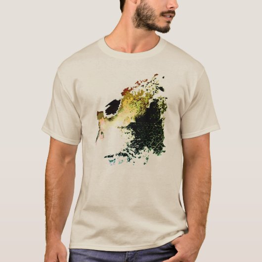 Olive Gold Tan Airbrush Splashes Abstract Small T-shirt (Voorkant)