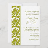 Olive Golden Limoen Damask Wedding Invitations Kaart (Voorkant)