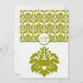 Olive Golden Limoen Damask Wedding Invitations Kaart (Achterkant)