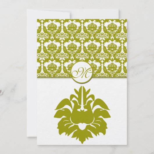 Olive Golden Limoen Damask Wedding Invitations Kaart (Achterkant)
