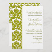 Olive Golden Limoen Damask Wedding Invitations Kaart (Voorkant / Achterkant)