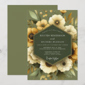 Olive Golden Meadow Wedding Kaart (Voorkant / Achterkant)