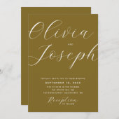 Olive Gouden Bronzen Moderne bruiloft | Foto & QR Kaart (Voorkant / Achterkant)