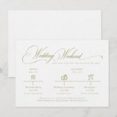 Olive Gree Monogram Wedding Details Enclosure Card Informatiekaartje (Voorkant / Achterkant)