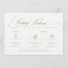 Olive Gree Monogram Wedding Details Enclosure Card Informatiekaartje