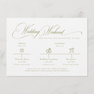 Olive Gree Monogram Wedding Details Enclosure Card Informatiekaartje