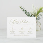 Olive Gree Monogram Wedding Details Enclosure Card Informatiekaartje (Staand voorkant)