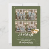 Olive Green 4 Photo Collage Eid Mubarak Card Feestdagenkaart (Voorkant)