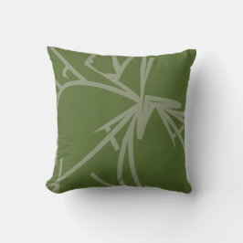 Olive Green Abstract Bamboo Kussen