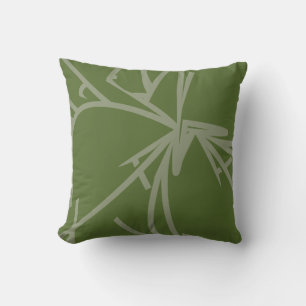 Olive Green Abstract Bamboo Kussen