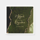 Olive Green Agate Gold Script Wedding Servet (Voorkant)