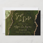 Olive Green Agate Script Wedding Sla de datum op Save The Date (Voorkant)