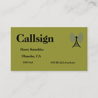 Olive Green Amateur Radio Call Sign Visitekaartje