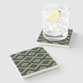 Olive green and black diamond pattern stenen onderzetter (Zijkant)