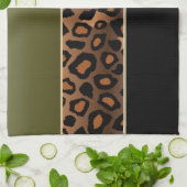 Olive Green and Black Leopard Animal Print Theedoek (Gevouwen)