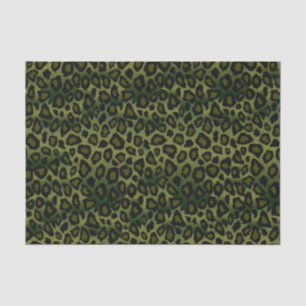 Olive Green and Black Leopard Animal Print Tissuepapier