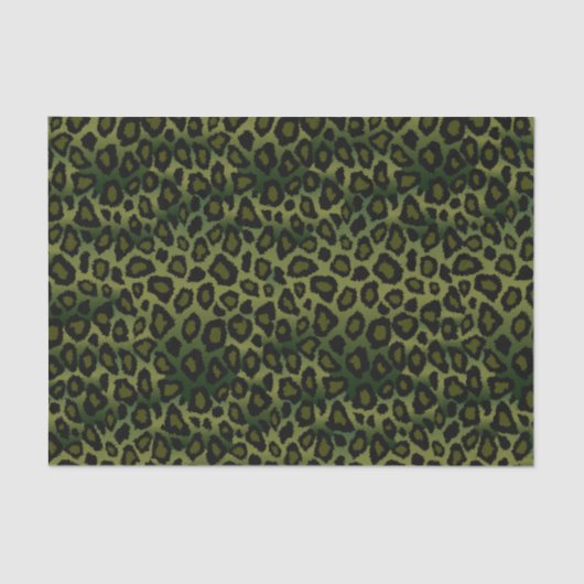 Olive Green and Black Leopard Animal Print Tissuepapier (Voorkant)