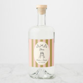Olive Green and Blush Pink Striped Wedding Bottle  Likeurfles Etiket (Voorkant)