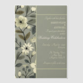 Olive Green and Champagne Floral Framed  Wedding Vellum Uitnodigingen (Voorkant)